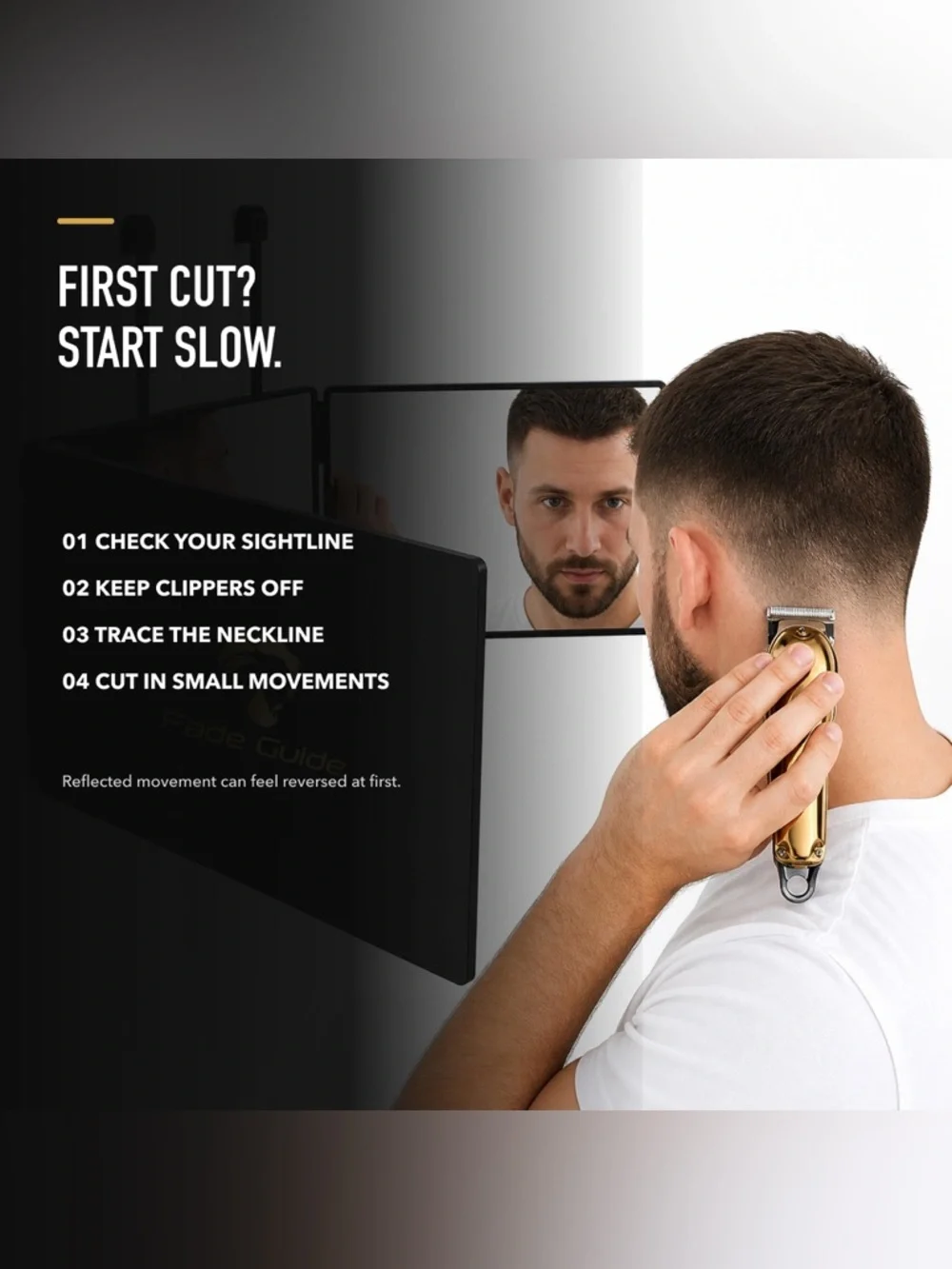Wall-Mount Barber 3 Mirror Panel in Black